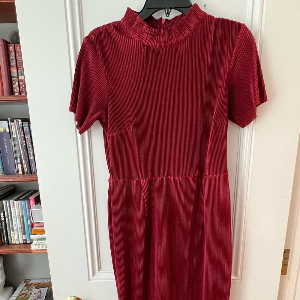 Thrifted Midi high neck pleated dress